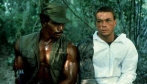 Jean Claude Van Damme e Carl Weathers nos bastidores de Predador (Jean Claude Van Damme and Carl Weathers making of Predator)